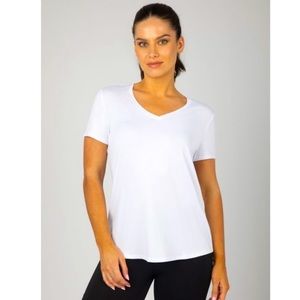 90 Degree By Reflex - Women's  V-Neck Short Sleeve Top - White size 1X